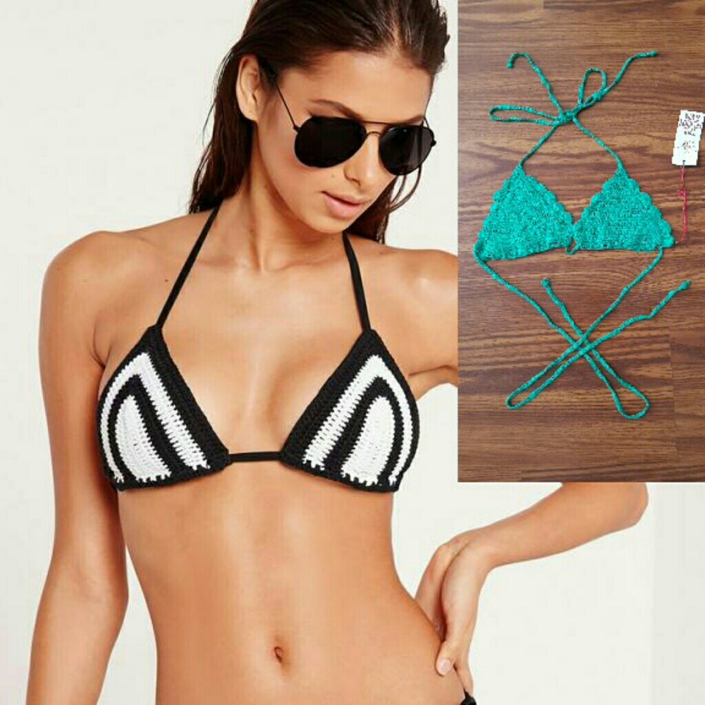 New TRUE RELIGION Crochet Swim Top Size M